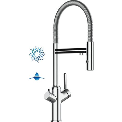 4 Wege Wasserhahn Kueche Spueltischarmatur Verchromt Kuechenarmatur mit 360 schwenkbarem Auslauf und abnehmbare 2 strahl Handbrause - BOD Design
