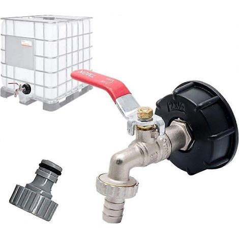 Raccord de robinet en laiton chromé S60X6 IBC, avec raccord de tuyau de 1/2 pouce (13 mm), adaptateur pour réservoir de vidange, pour robinet de jardin, pour adaptateur de réservoir (1/4)