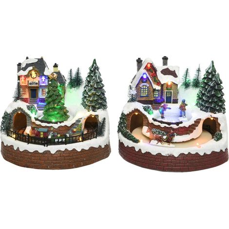 Décoration de Noël kaemingk Paysage animé blanc 16 cm