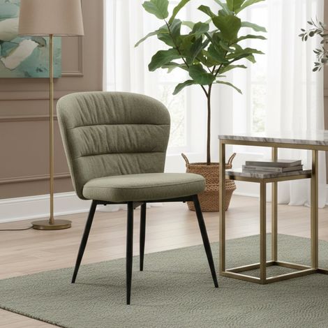 Dmora - Juego de 2 sillas Leo, Sentarse en el interior, Silla acolchada, Sillón multiusos, 58x61 h85 cm, Negro y Verde (1/5)