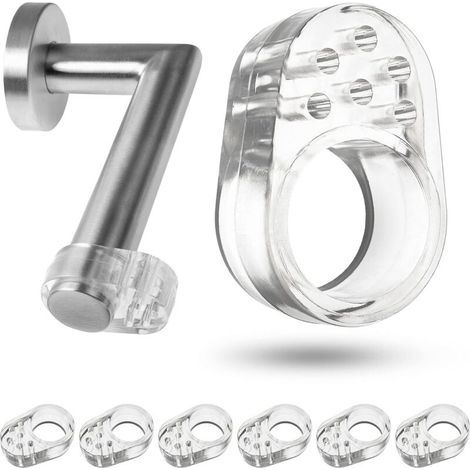 Butées de poignées de porte, 6 Pièces, Prévient l’endommagement des murs, Transparent, Anneaux de Ø 18 mm, Fabriquées en silicone flexible, Protection P pour murs contre les poignées de fenê (1/4)