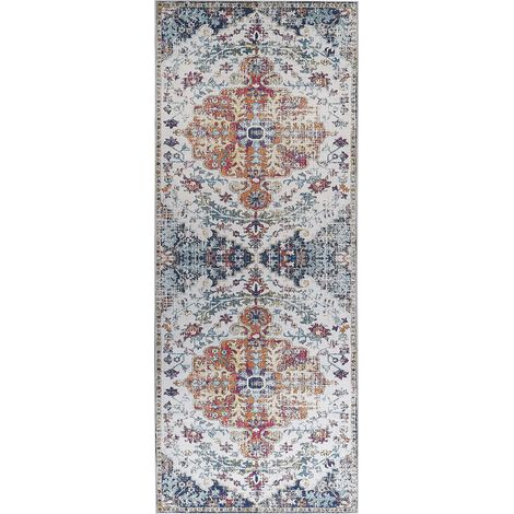 Alfombra de poliéster multicolor 80 x 200 cm aspecto envejecido vintage Enayam (1/5)