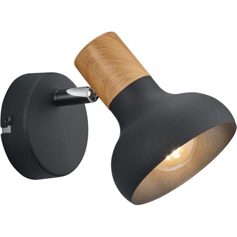 Applique murale Latika R81521032, métal noir mat, bois synthétique, excl. 1x E14 (1/5)