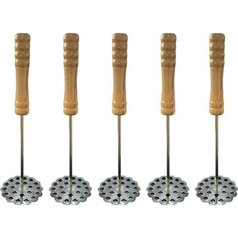 5pcs Écrase-Pommes de Terre Portatif Acier Inoxydable Manche en Bois Presse-Purée Manuel Ustensile de Cuisine (1/5)