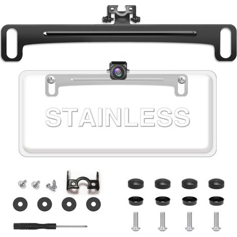 Universal Car Rear View Camera License Plate Bracket,Upgraded Full Stainless Steel Backup Camera Mount Dash Cam Mirror Camera Accessory Rear Camera Mount,Only Installation Holder for Back Up Camera