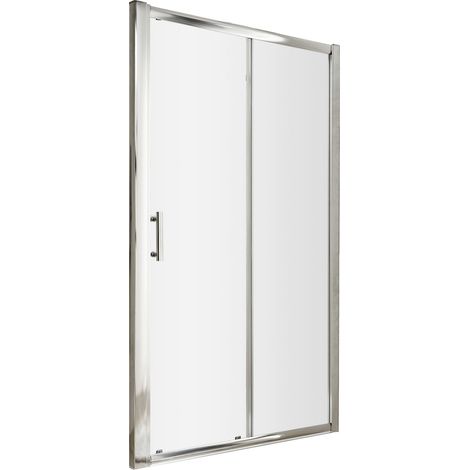 6mm Toughened Safety Glass Reversible Sliding Door - 1400mm - Chrome