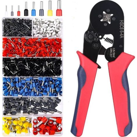 Pince à Sertir,Embout de Cablage Outil de Sertissage Cosse Electriques à Sertir 1200 pièces Cosses 0,25-10mm² pour Bornes de Outil de Sertissage de Pince Électricien,Outils,bornes Électriques (1/5)