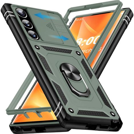 Coque pour Samsung Galaxy S22 Ultra avec Verre Trempé, 360° Antichoc Étui de Militaire Protection Anneau Support Renforcée Armure Telephone Housse pour Samsung S22 Ultra 5G Case (Vert Armée) (1/5)