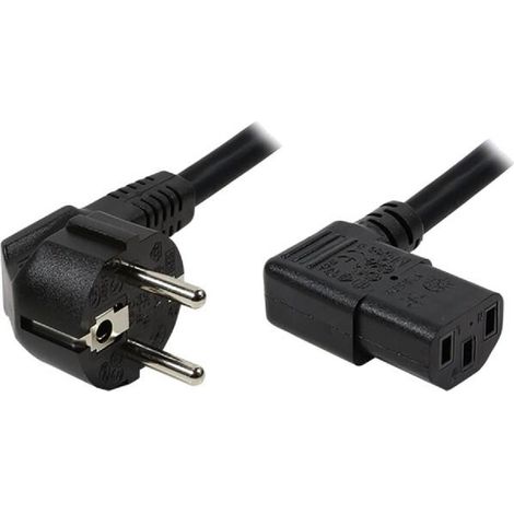 Cable- CEE 7-7 -E-F- male angulaire.IEC C13 femelle 90o- 2m