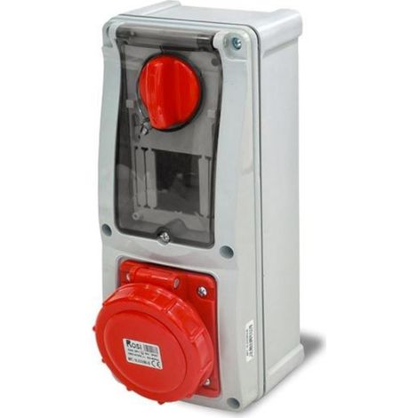 Presa interbloccata verticale con sezionatore, con fondo, con barra DIN, 380V, 4 poli, 16A, IP67 - Rosi 16.3316R6D (1/2)