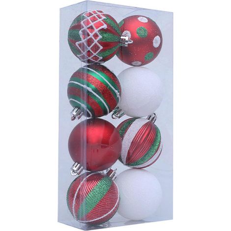 Funkelnde, dekorative Weihnachtskugeln für Weihnachtsbäume, rote und grüne Hängekugeln (1/5)