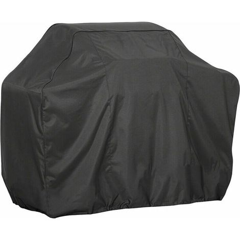 LAN La housse de gril est fabriquée en tissu Oxford 210D, plaqué argent noir, imperméable, durable, indéchirable et anti-poussière, convient pour barbecue, gril à gaz, gril à charbon électrique, 145 x (1/5)