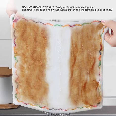 Torchon oléophobe arc-en-ciel à 12 couches, épais, non pelucheux, résistant à l'huile, facile à nettoyer, élimine la graisse et n'absorbe pas l'huile lors du nettoyage des tables. (1/5)
