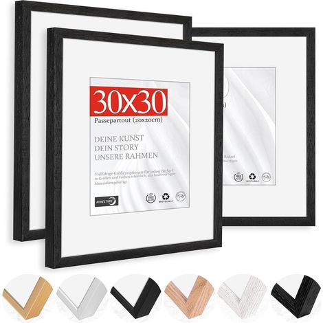 Bilderrahmen 30x30cm 3x Passepartout 20x20cm Holz Schwarz 30x30cm 3x (1/5)