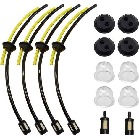 Tubi carburante con filtro, kit filtro carburante universale, tubo carburante per decespugliatore, tubi carburante per tosaerba con pompa di adescamento, per giardinaggio e agricoltura, set da 4 (1/5)