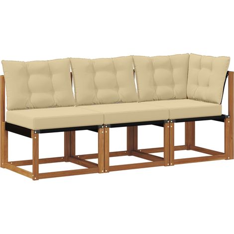 Maison Exclusive - Outdoor Mittel- und Ecksofa mit Kissen 3 Stück