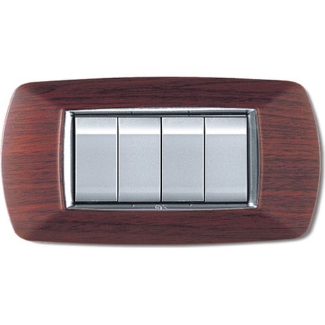 Placca placchetta per interruttore elettrico 4 Posti - Legno Scuro ECL2984LS (1/2)