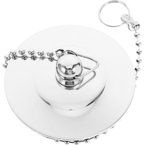 Bouchon de lavabo - inox - avec chaîne - pour salle de bain (1/5)