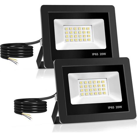 20W Projecteur LED, Spot LED avec 24 LEDs Eclairage Exterieur IP65 Etanche, Projecteur LED Extérieur 6500K Éclairage mural d'extérieur pour Jardin, Patio, Garage, Entrée (2 PCS) [Classe énergétique E] (1/4)