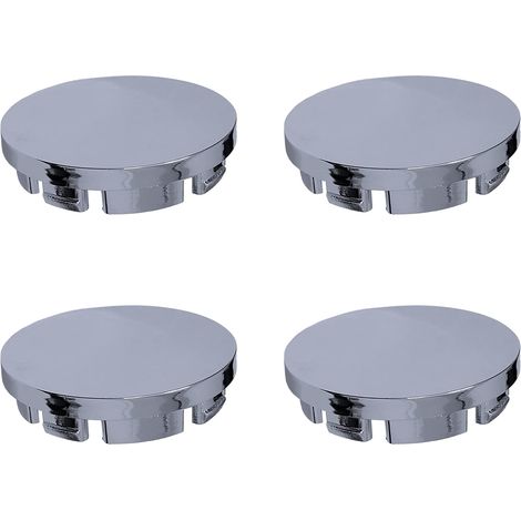 Lot de 4 cache-moyeux avant et arrière de voiture - Accessoires de rechange de véhicule - 56 mm de diamètre extérieur (argenté) (1/4)