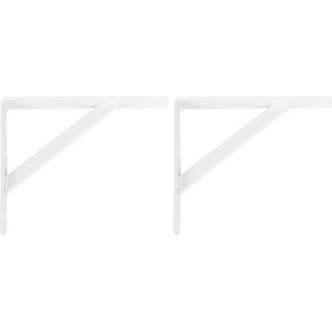 Lot de 2 - Équerre d&39étagère - Console murale - Support en acier blanc pour cuisine salle de bain bureau 25x15cm