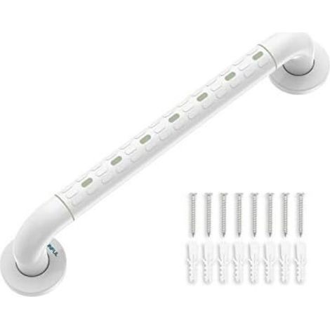Barre D'appui WC, Barres D'appui de Salle de Bain avec Antidérapante, Poignée de Acier Inox, de Maintien Douche avec Cercles lumineux-avec Bride de Recouvrement,48 CM
