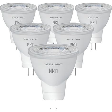 GU4 MR11 Ampoule à Réflecteur(Ø35mm) LED, 12V, 3W, 280 Lumens, équivalent halogène 25W, 4000K (Blanc Neutre), Couleur Magnifique RA≈92, Angle de Faisceau 35°, Lot de 6