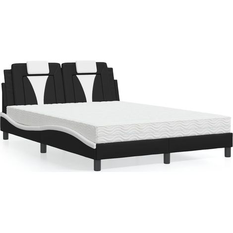 Bett mit Matratze Schwarz und Weiß 120x200 cm Kunstleder vidaXL743455 (1/5)