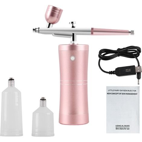 Pinceau aérographe hydratant portable pour maquillage visage, rose - Aérographe cosmétique pour peinture faciale hydratation (1/5)