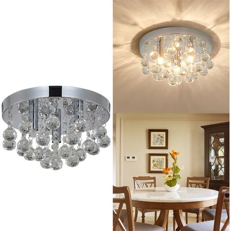 SIENTICE Mini lustre en cristal, plafonnier encastré à trois lampes, douille G9 de 25 cm, convient aux chambres et aux salons (sans source lumineuse). (1/5)