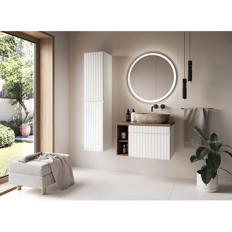 Colonne de salle de bain - Blanc mat et blanc alpin - L35-H160-P33 - AREA (1/4)