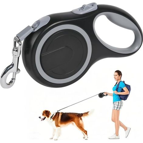 Laisse Chien Rétractable, 5 M Laisse Chien Enrouleur Nylon, 360 ° sans Enchevêtrement, Système de Guidage Perfectionné, Laisse Rétractable pour Chiens Jusqu'à 20kg pour Formation Marche (1/5)