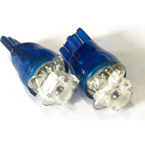 Coppia 2 Lampade Led T10 Con 1 Led F5 Flux + 4 Led F3 Colore Blu Blue 12V 0,2W