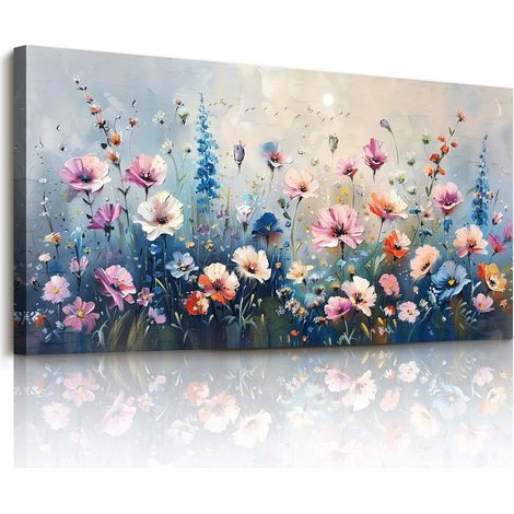 Tableau Decoration Murale Salon, Grand Moderne Tableau Mural Décoratif Maison, Impression sur Toile Vegetale Naturelle Fleurs pour Chambre Salle Bureau 50x100 cm (1/5)
