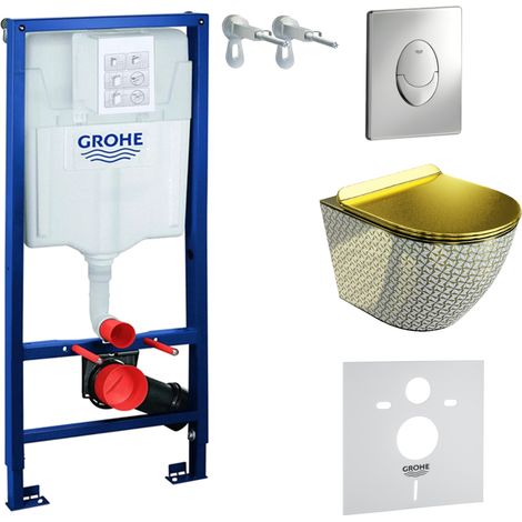 GROHE WC Set mit Vorwandelement, Wand-WC und Spülknopf (1/5)