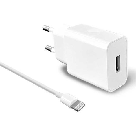 Chargeur mural USB-A Everdrive 2,4 A (12 W) avec câble Lightning 1 m Blanc
