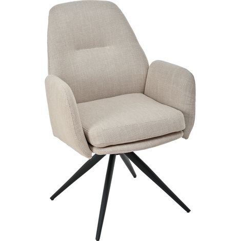 Bon Furni Sillas giratorias 360° tela aspecto lino gris paloma, juego de 6 (1/5)