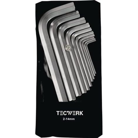 Winkelschraubendrehersatz 10-tlg.Ku.-Tasche SW 2-14mm kurz S2-Stahl TECWERK