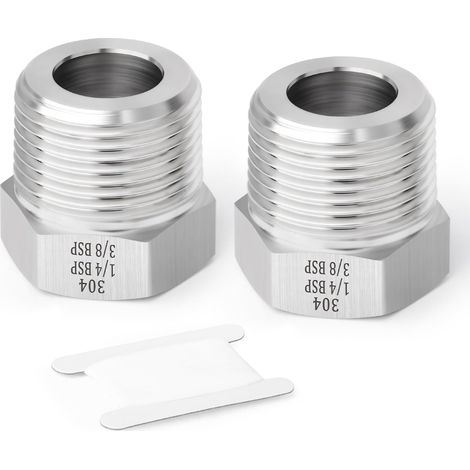 2 pièces forgées en acier inoxydable 304, douille hexagonale réductrice, 3/8"BSP mâle à 1/4"BSP femelle, adaptateur de tuyau à forger, pour l'eau, le gaz et l'air (1/5)