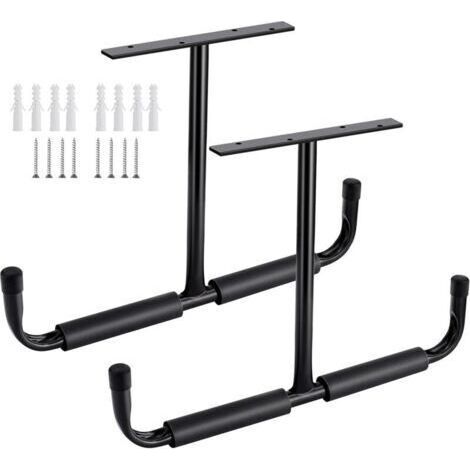 (2 Paquets, Noir)Crochet de rangement de plafond de garage en acier, support de rangement robuste pour bois suspendu, vélos, outils, bois, système de rangement robuste (1/4)