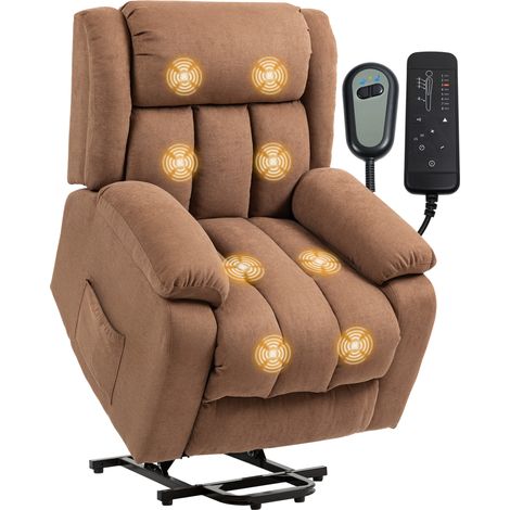 HOMCOM Power Lift Recliner Chair, Lift Chair for Elderly with Massage, Brown