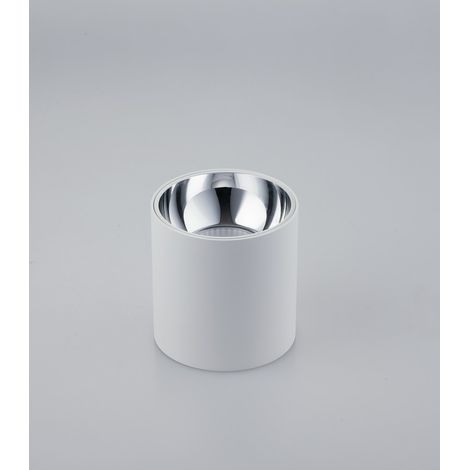 "Plafoniera LED MIG rotonda in alluminio bianco con riflettore cromo 3000K" (1/4)