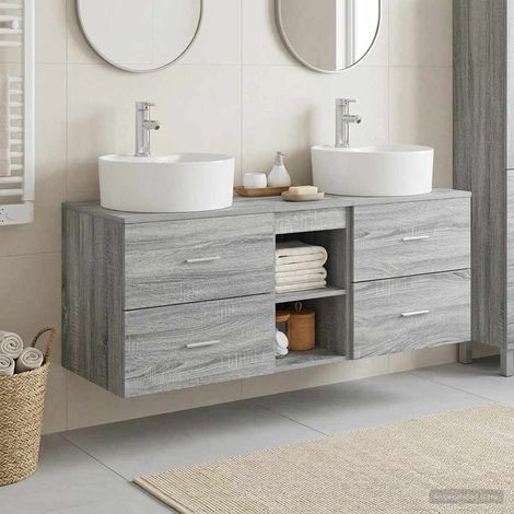 vidaXL Bathroom Cabinet Set 3 pcs Grey Sonoma 129 x 44.5 x 82 cm (1/5)