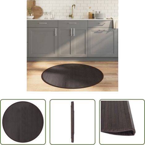 vidaXL Rundteppich -  Teppich Rund Dunkelbraun 100 cm Bambus