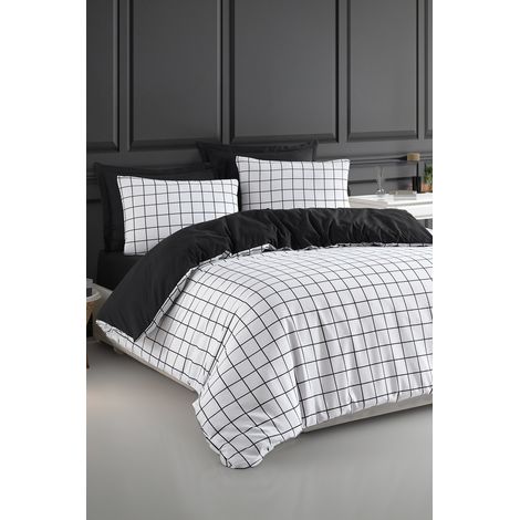 Set di biancheria da letto - 1 copripiumino 220 x 240 cm + 2 federe 60 x 60 cm - 65% cotone, 35% poliestere - Bianco (1/4)