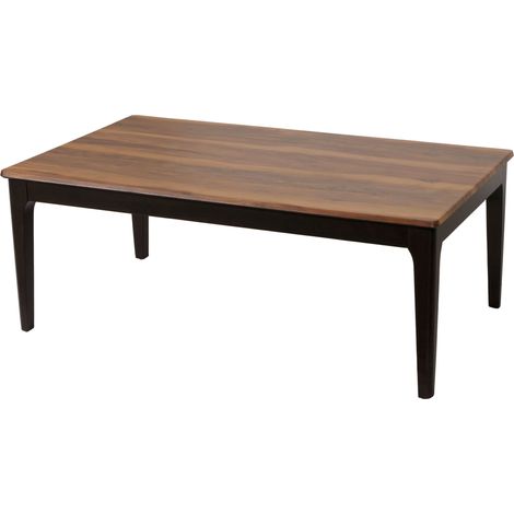 Couchtisch HHG-648, Beistelltisch Sofatisch, Massiv-Holz HDF Laminat Melamin 46x120x70cm Sheesham Holz-Optik helle Beine