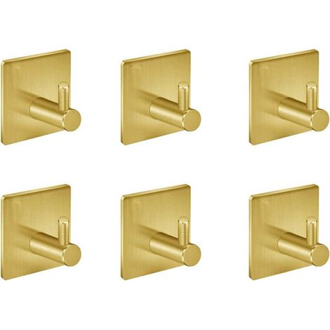 Crochets adhésifs, lot de 6, en acier inoxydable, pour porte-serviettes mural sans diamant, avec ruban adhésif, pour salle de bain ou salon. (1/5)