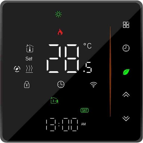 Thermostat domestique intelligent, thermostat Wi-Fi programmable hebdomadaire, thermostat sans fil à économie d'énergie avec contrôle par application pour chauffage par le sol. (1/4)