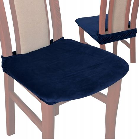 FUNDA PARA SILLA, ASIENTO DE SILLA, terciopelo bajo, TESS, azul marino