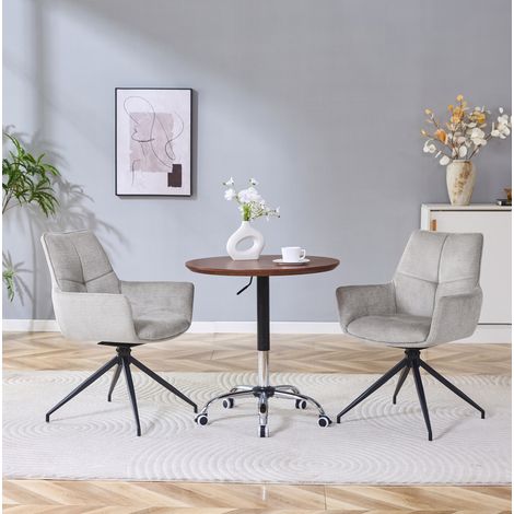 Lote de 2 sillas giratorias 48x50x85 cm en tejido gris y metal negro, para comedor – MEUBLIV (1/5)